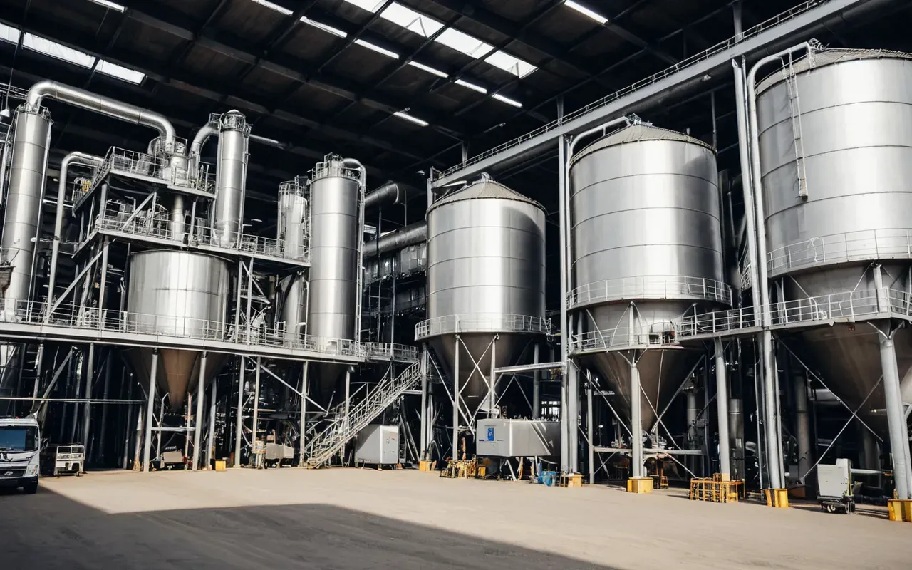 ready mix plant facility A busy modern ready mix plant facility with multiple silos and batching equipment under bright industrial lighting during daytime operations.