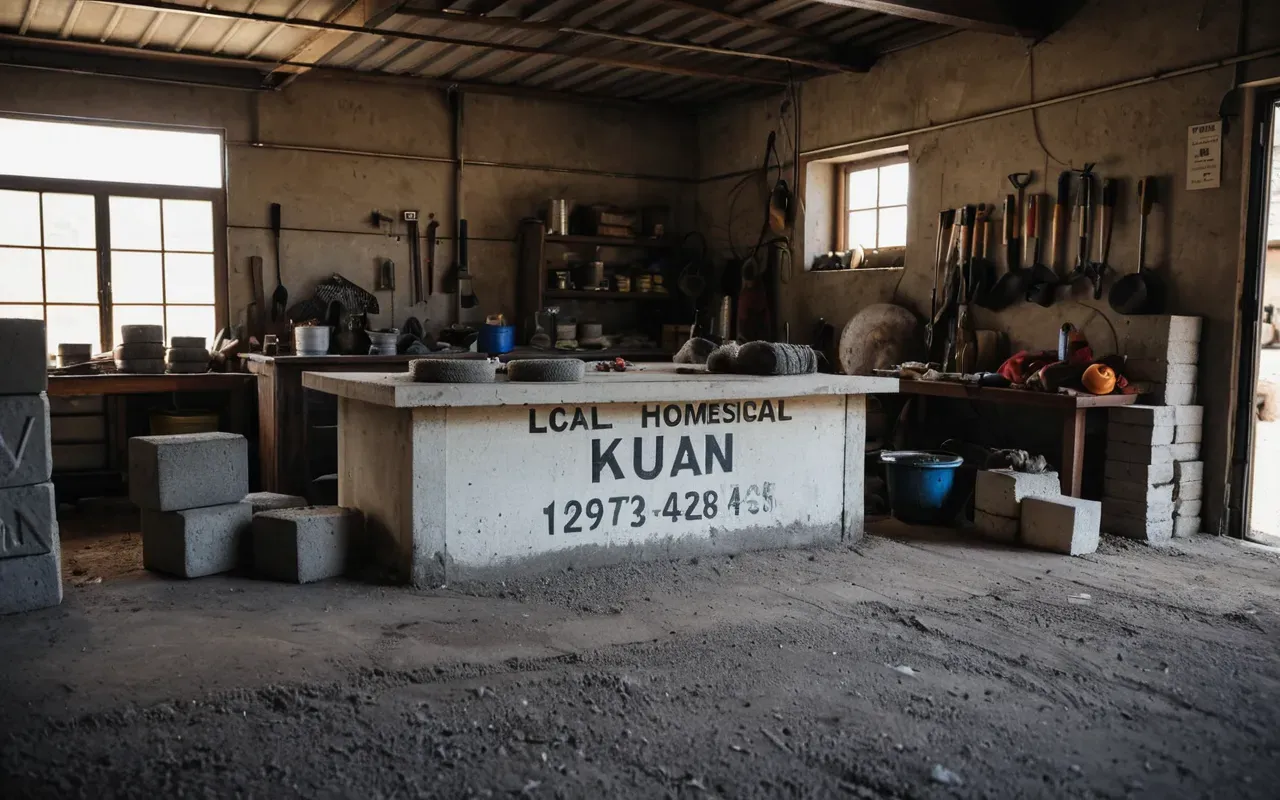 garage organization tips A cluttered garage corner with various tools and a stack of concrete blocks covered in dust waiting to be used for a project.